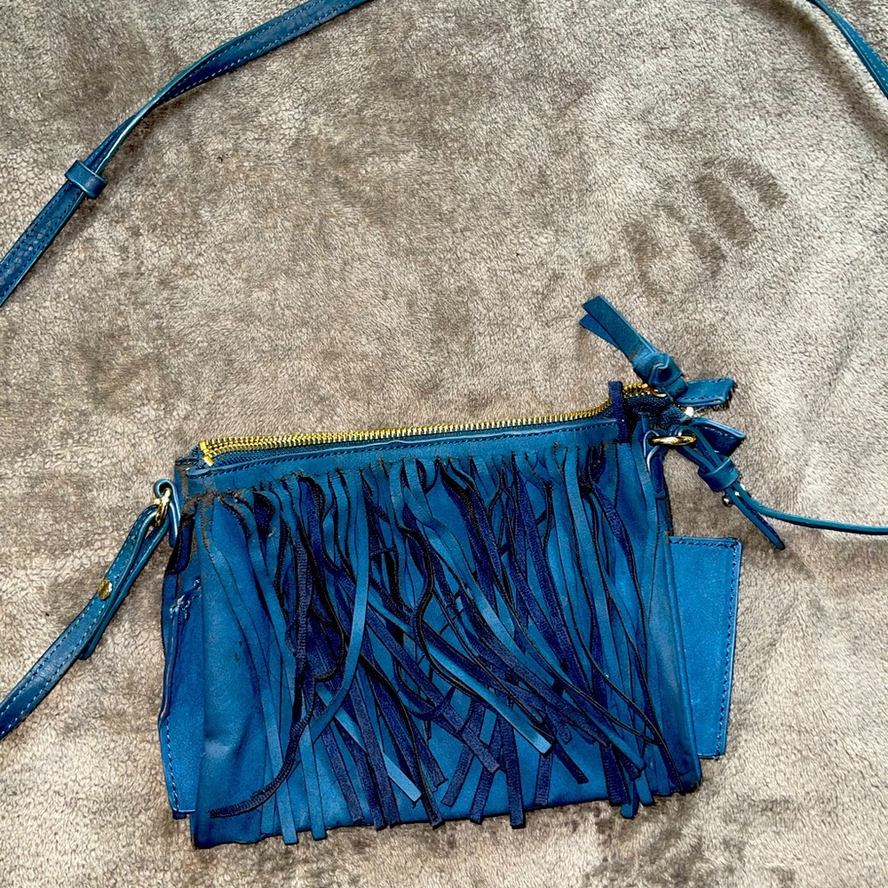 Blue cutout crossbody bag